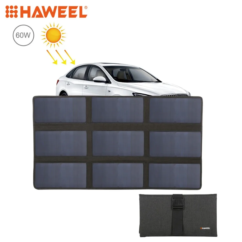 HAWEEL 60W Solar Panel Charger Portable Foldable Outdoor Travel Rechargeable Folding Solar Bag with 9 Solar Panels & USB Port
HAWEEL 60W Solar Panel Charger Portable Foldable Outdoor Travel Rechargeable Folding Solar Bag with 9 Solar Panels & USB Port