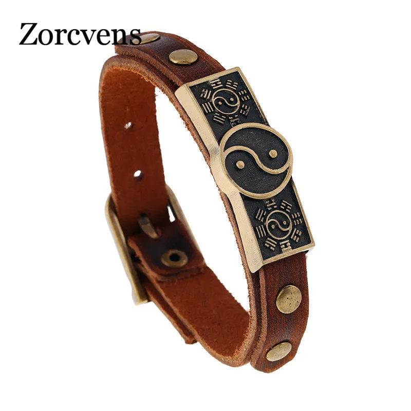 ZORCVENS Taiji Yin Yang Bracelet Real Cow Leather Cuff Wrap Bangles Men's Belt Buckle Bracelet Hand Jewelry Couple Bracelet Male
ZORCVENS Taiji Yin Yang Bracelet Real Cow Leather Cuff Wrap Bangles Men's Belt Buckle Bracelet Hand Jewelry Couple Bracelet Male