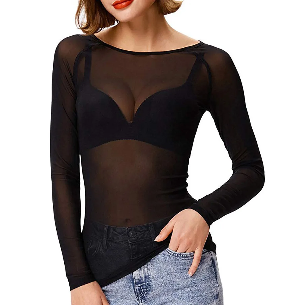 New Sexy Women T Shirt See Through Transparent Mesh Tops Long Sleeve Sheer Slim Ladies O neck T-Shirt Fashion Tee Shirt Femme 2#
New Sexy Women T Shirt See Through Transparent Mesh Tops Long Sleeve Sheer Slim Ladies O neck T-Shirt Fashion Tee Shirt Femme 2#