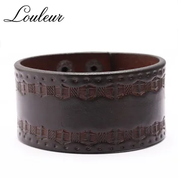 Louleur Printing Punk Wide Genuine Leather Bracelets Men Vintage Cuff Bangles Adjustable Wristband Male Retro Jewelry
Louleur Printing Punk Wide Genuine Leather Bracelets Men Vintage Cuff Bangles Adjustable Wristband Male Retro Jewelry