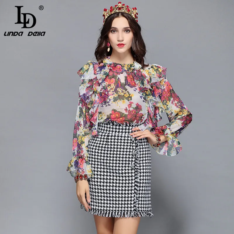 LD LINDA DELLA Autumn Runway Designer Skirt Two Pieces Set Casual Women's Floral Print Ruffles Top + Vintage Mini Skirt Set
LD LINDA DELLA Autumn Runway Designer Skirt Two Pieces Set Casual Women's Floral Print Ruffles Top + Vintage Mini Skirt Set