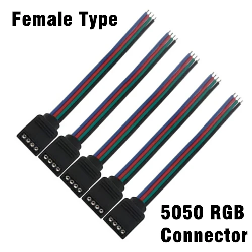 50pcs 10cm 4 pin Female Connector, LED Strip RGB Connector Wire Cable for 3528 5050 SMD RGB Strip