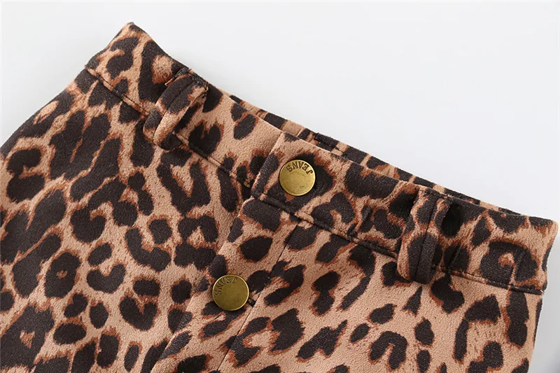 2018 winter leather leopard skirt for girls