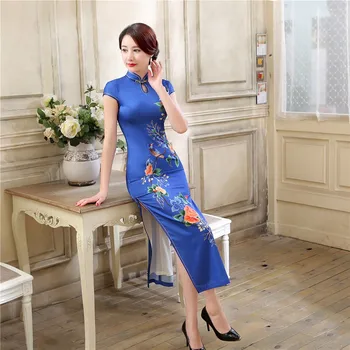 Blue Chinese Style Mandarin Collar Women's Dress Vintage Print Satin Long Qipao Elegant Flower Cheongsam Size S M L XL XXL XXXL
Blue Chinese Style Mandarin Collar Women's Dress Vintage Print Satin Long Qipao Elegant Flower Cheongsam Size S M L XL XXL XXXL