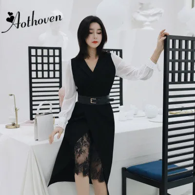 2019 Autumn Lace Patchwork Dress Women Long Sleeve Notched Collar Dress Casual Office Lady Elegant Sexy Party Dresses Vestidos
2019 Autumn Lace Patchwork Dress Women Long Sleeve Notched Collar Dress Casual Office Lady Elegant Sexy Party Dresses Vestidos