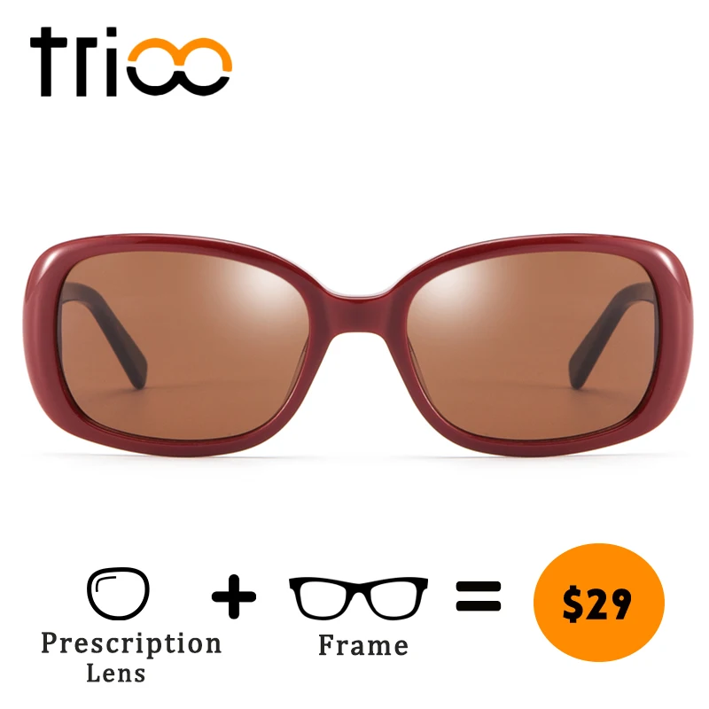 TRIOO специальные красные очки для женщин ацетат UV400 коричневые чтения летние