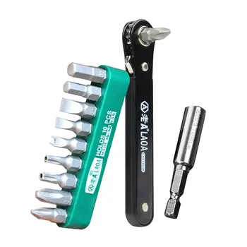 LAOA Dual Head L-shaped Mini Socket Wrench with 10pcs Screwdriver Bits Key Utility Tool And Screwdriver Bit Drill Set
LAOA Dual Head L-shaped Mini Socket Wrench with 10pcs Screwdriver Bits Key Utility Tool And Screwdriver Bit Drill Set