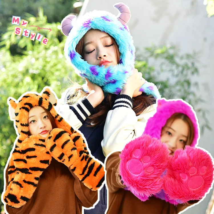 Monsters Sulley Sully University Cheshire Cat tigger Cap Plush Hat Scraf with Gloves Halloween Gifts cosplay Plush Toy
Monsters Sulley Sully University Cheshire Cat tigger Cap Plush Hat Scraf with Gloves Halloween Gifts cosplay Plush Toy