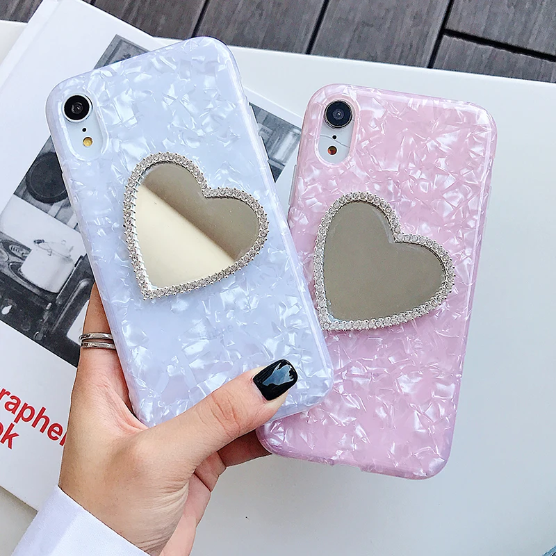 Fashion Conch Shell Phone Case For Iphone Iphone XR XS X 8 6 6S Plus 7 7 Plus Xs Max Bling Diamond Love Heart Mirror Cover Cases
Fashion Conch Shell Phone Case For Iphone Iphone XR XS X 8 6 6S Plus 7 7 Plus Xs Max Bling Diamond Love Heart Mirror Cover Cases