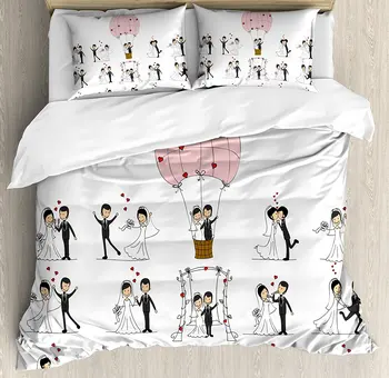 Wedding Decorations Duvet Cover Set Bride Groom Wedding Pictures in Comic Book Style Honeymoon Bedding Set White Black Pink
Wedding Decorations Duvet Cover Set Bride Groom Wedding Pictures in Comic Book Style Honeymoon Bedding Set White Black Pink