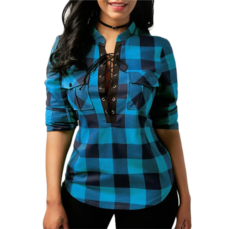 Women Plaid Shirts 2019 Spring Long Sleeve Blouses Shirt Office Lady Cotton Lace up Shirt Tunic Casual Tops Plus Size Blusas
Women Plaid Shirts 2019 Spring Long Sleeve Blouses Shirt Office Lady Cotton Lace up Shirt Tunic Casual Tops Plus Size Blusas