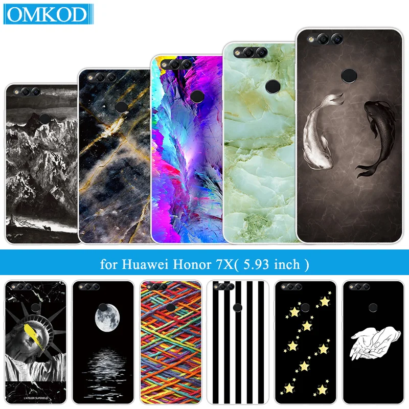 Силиконовый чехол для Huawei Honor 7X 5 93 дюймов 7 X черный матовый телефона 7x Fundas|case case|case