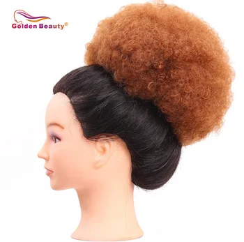 

8inch Afro Puff Curly Synthetic Hair Chignon With Two Plastic Combs Short Wedding Fake Hair Bun For Women Updo Golden Beauty