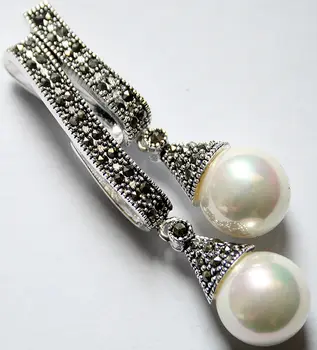 925 bijoux en argent Sterling marcassite deux 12 mm blanc Shell perle pendentif boule 58 * 20 mm
925 bijoux en argent Sterling marcassite deux 12 mm blanc Shell perle pendentif boule 58 * 20 mm