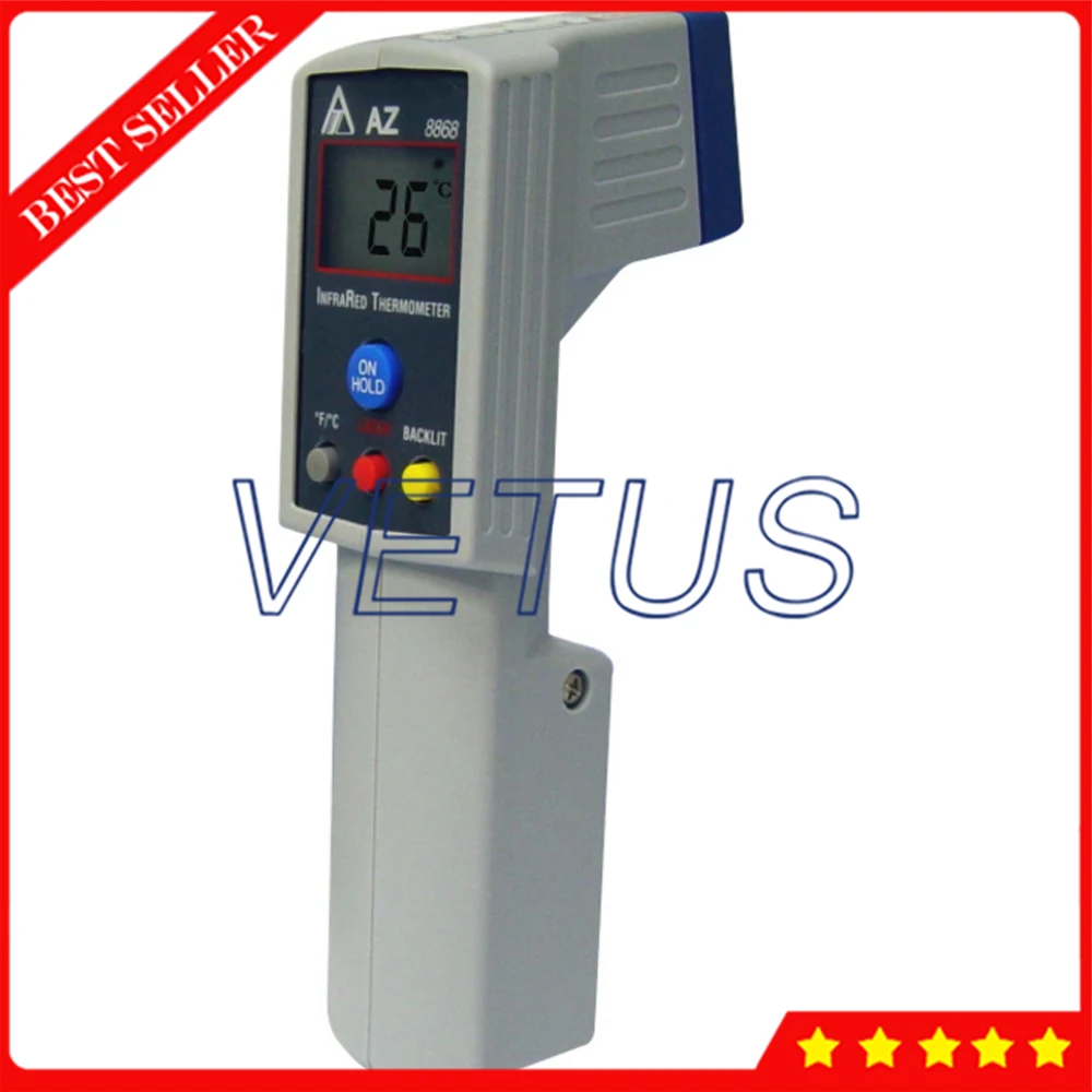 AZ8868 digital infrared temperature meter with measuring range -20~420C Gun Type IR Thermometer 8:1
AZ8868 digital infrared temperature meter with measuring range -20~420C Gun Type IR Thermometer 8:1