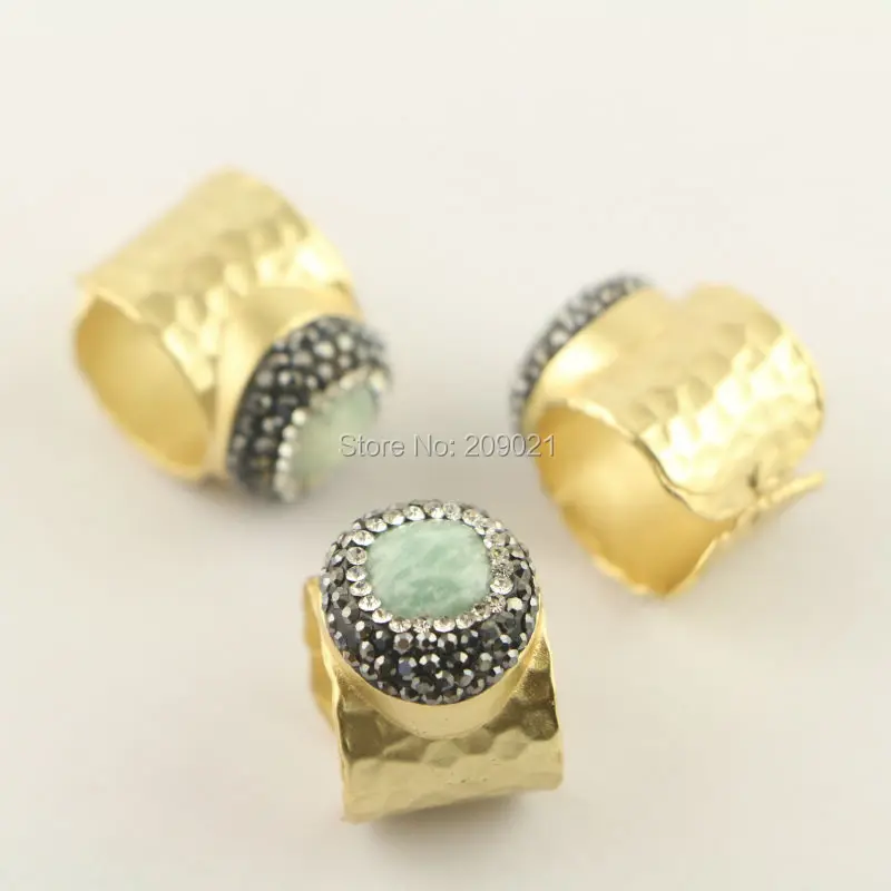 New Style ~ 5pcs Gold Color Rings ,Pave Rhinestone Crystal Amazonite Stone Ring Jewelry Finding
New Style ~ 5pcs Gold Color Rings ,Pave Rhinestone Crystal Amazonite Stone Ring Jewelry Finding