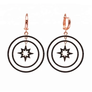 floating dangling round circle north star charm drop earring Rose gold color geometric black cz circle luxury woomen jewelry
floating dangling round circle north star charm drop earring Rose gold color geometric black cz circle luxury woomen jewelry