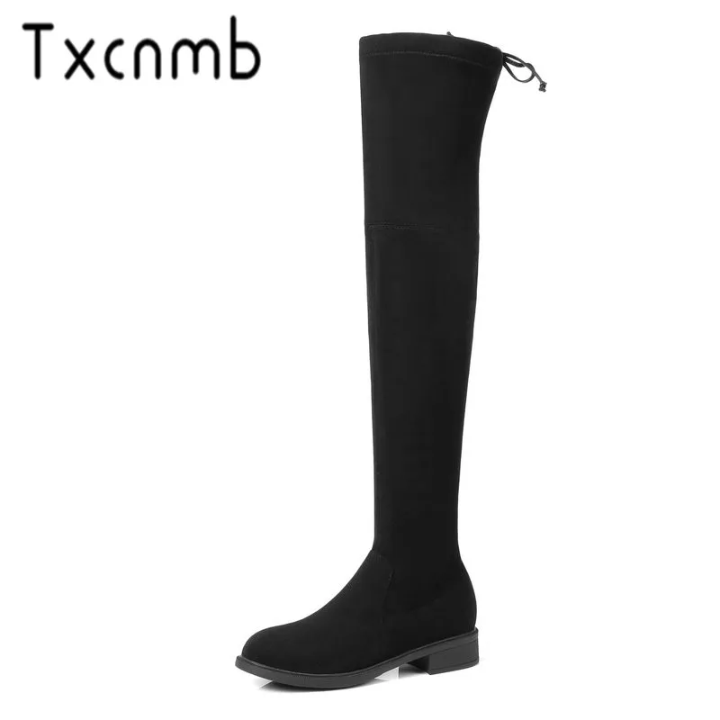 TXCNMB Boots Women Over The Knee Boots Flock Leather Autumn Winter Warm Low Heels Shoes Woman Quality Party Dancing Shoes
TXCNMB Boots Women Over The Knee Boots Flock Leather Autumn Winter Warm Low Heels Shoes Woman Quality Party Dancing Shoes