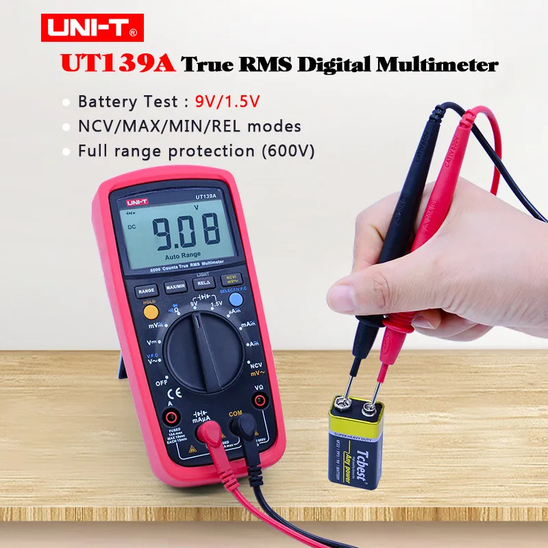 UNI-T UT139A Digital Multimeter 2000 Count True RMS AC DC voltmeter Ammeter ohmmeter Resistance Tester NCV/Continuity buzzer
UNI-T UT139A Digital Multimeter 2000 Count True RMS AC DC voltmeter Ammeter ohmmeter Resistance Tester NCV/Continuity buzzer