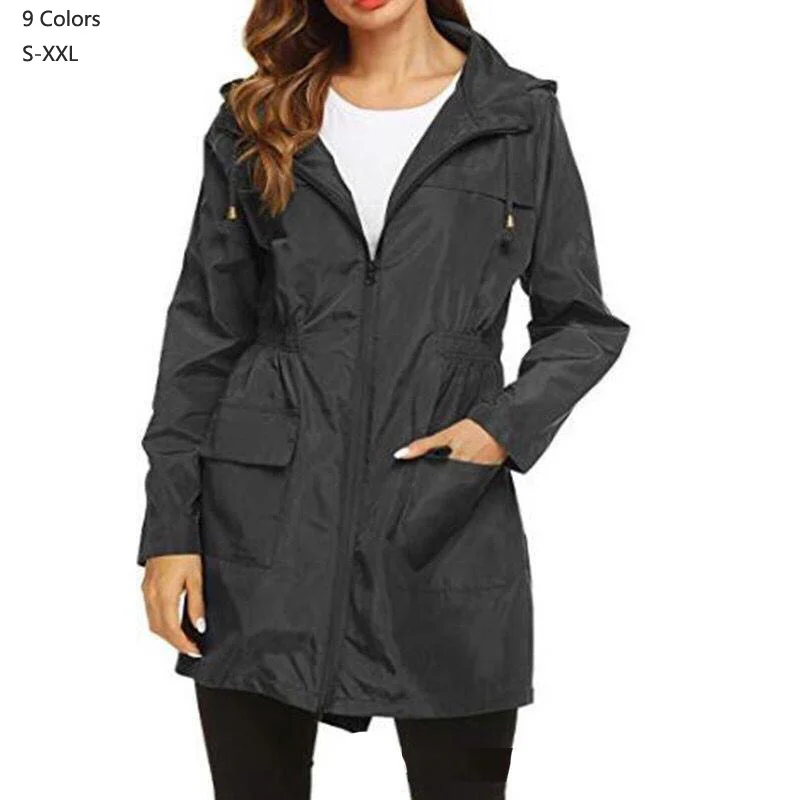 2019 New Fashion Women zipper waterproof Coats Medium Long Casual Hooded outerwear Female Trench coats lady raincoats 9 Colors
2019 New Fashion Women zipper waterproof Coats Medium Long Casual Hooded outerwear Female Trench coats lady raincoats 9 Colors