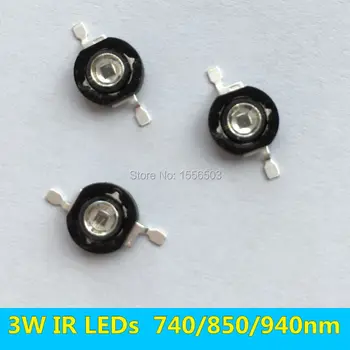 

5 PCS 3W Infrared IR High Power LEDs Emitter CCTV Camera IR Diode for Security Black LEDs 740nm 850nm 940nm 3W 700mA