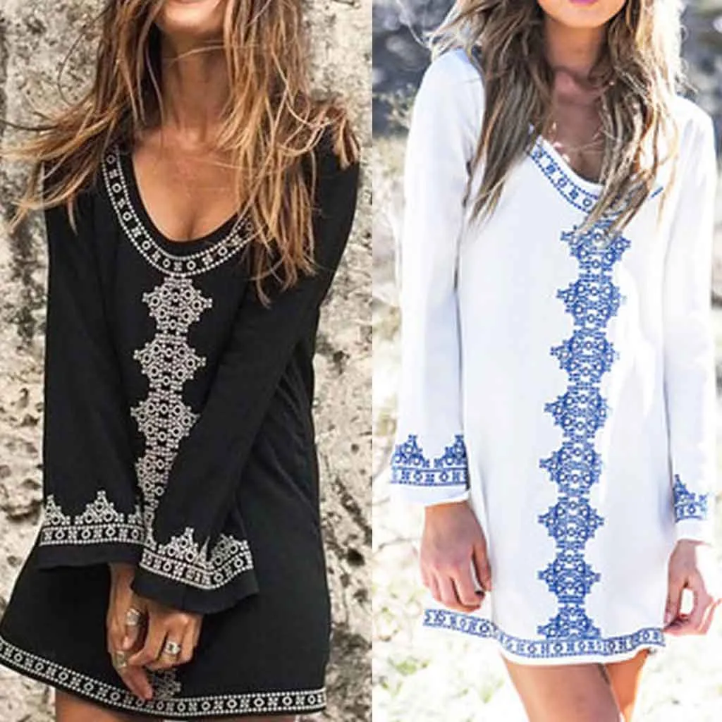 Women's Embroidered Top Printed Blouse Beach Big Swing Dress Free Size vestidos de fiesta de noche 2019 #20
Women's Embroidered Top Printed Blouse Beach Big Swing Dress Free Size vestidos de fiesta de noche 2019 #20