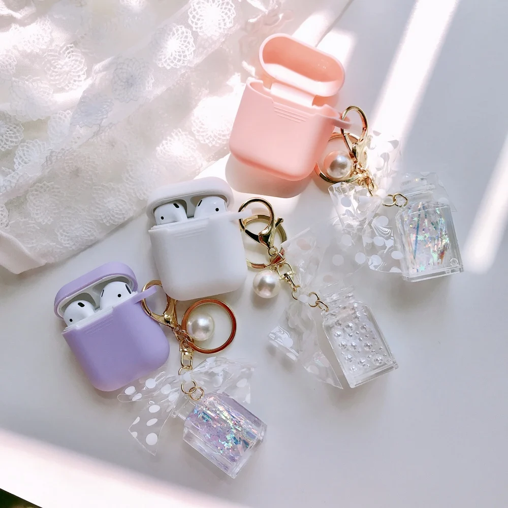 Wireless Earphone Protective Cover Laser Perfume Bottle Pearl Keychain Silicon Case For Apple AirPods 1 2 Headphone Charging Box
Wireless Earphone Protective Cover Laser Perfume Bottle Pearl Keychain Silicon Case For Apple AirPods 1 2 Headphone Charging Box