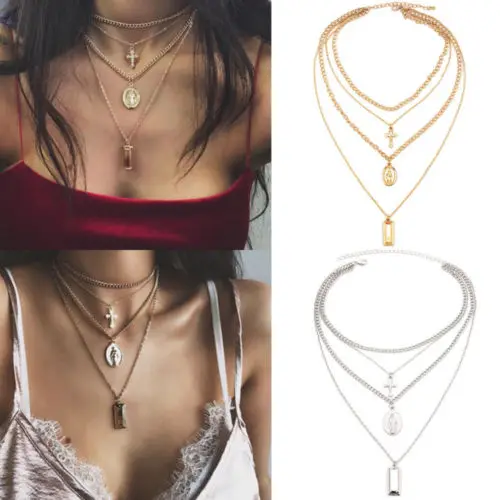 Boho Gold Silver Cross Layered Necklace Jesus Virgin Mary Chain Pendant Necklace Easter Day's Gift For Women Jewelry
Boho Gold Silver Cross Layered Necklace Jesus Virgin Mary Chain Pendant Necklace Easter Day's Gift For Women Jewelry
