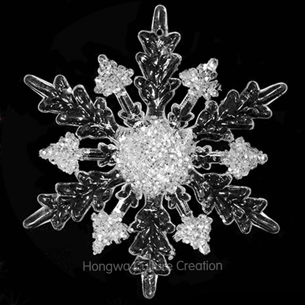 

11cm/16cm 4pcs Acrylic Solid Domed Snowflake Festival And Wedding Decorations Christmas Ornaments Diamond Glitter Effect