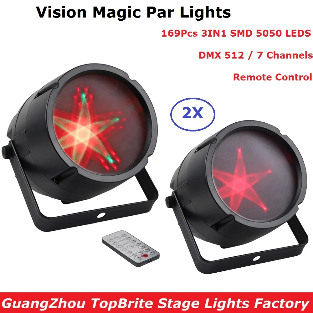 

2 Units New Vision Magic Par 169Pcs RGB PAR LED DMX Stage Lighting Effect DMX512 Master-Slave Led Flat For DJ Disco Party KTV