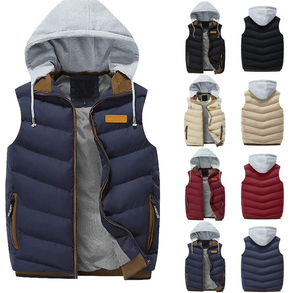 Men's Autumn Winter Coat Padded Sleeveless Cotton Vest Warm Hooded Thick Vest Jacket Top 2019 MenTrench Coat Slim Fit Casual
Men's Autumn Winter Coat Padded Sleeveless Cotton Vest Warm Hooded Thick Vest Jacket Top 2019 MenTrench Coat Slim Fit Casual