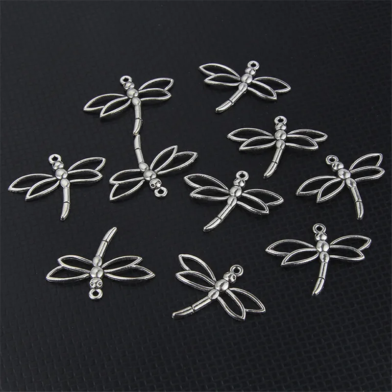Фото 10pcs/lot new creative antique silver animal dragonfly charms connectors for diy necklace pendant jewelry making accessories | Украшения и