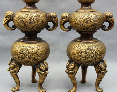 0 14" Chinese Bronze Dragon Phoenix Elephant Head Statue Candle Stick Holder Pair
0 14" Chinese Bronze Dragon Phoenix Elephant Head Statue Candle Stick Holder Pair