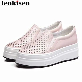 Lenksien comfortable full grain leather slip on loafers round toe hole breathable high bottom flat platform vulcanized shoes L17
Lenksien comfortable full grain leather slip on loafers round toe hole breathable high bottom flat platform vulcanized shoes L17
