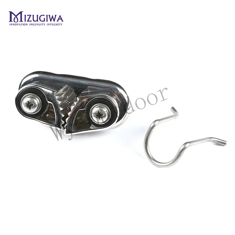 

MIZUGIWA Fast Entry Stainless Steel Boat Cam Cleat with Wire Flaired Leading Ring for Line Sizes Upto 7/16-Inch 12mm Fishing