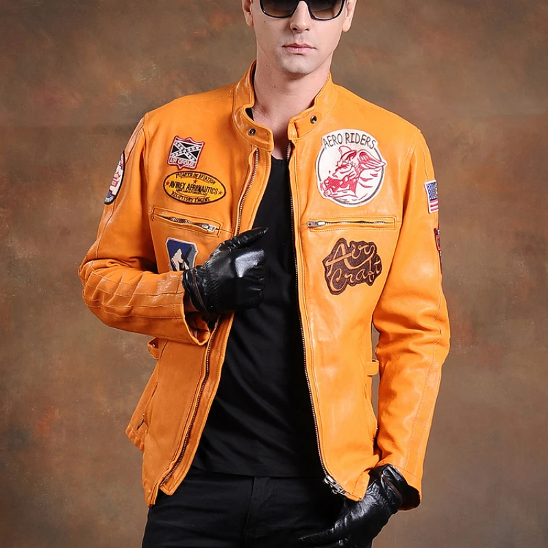 air force pilot leather jacket male genuine cow leather clothing thick cowhide stand collar slim design jacket
air force pilot leather jacket male genuine cow leather clothing thick cowhide stand collar slim design jacket