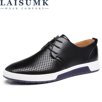 LAISUMK New 2020 Men Casual Shoes Leather Summer Breathable Holes Luxury Brand Flat Shoes for Men Drop Shipping
LAISUMK New 2020 Men Casual Shoes Leather Summer Breathable Holes Luxury Brand Flat Shoes for Men Drop Shipping