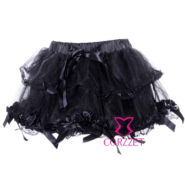

New Arrival Fashion Brand Women Bows Mesh Lace Short Black Gothic Skirt Petticoat Female Tutu Skirts Mini Sexy Pettiskirt 2014