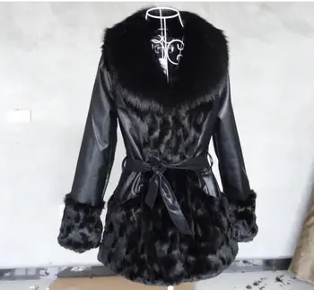 Womens Autumn Winter Long Section Faux Fur Jackets Long Section Pu Leather Patchwork Casual Man-Made Rabbit Fur Overcoats K351
Womens Autumn Winter Long Section Faux Fur Jackets Long Section Pu Leather Patchwork Casual Man-Made Rabbit Fur Overcoats K351
