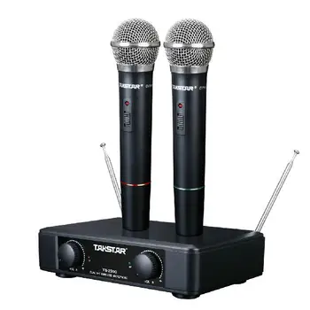 High Quality Takstar TS-2200 dual handheld VHF wireless microphone system for household karaoke, public speech
High Quality Takstar TS-2200 dual handheld VHF wireless microphone system for household karaoke, public speech