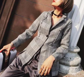 Spring autumn new hole tassel women Blazers coats 2019 fashion plaid full aleeve vintage style slim female office jackets gx853
Spring autumn new hole tassel women Blazers coats 2019 fashion plaid full aleeve vintage style slim female office jackets gx853
