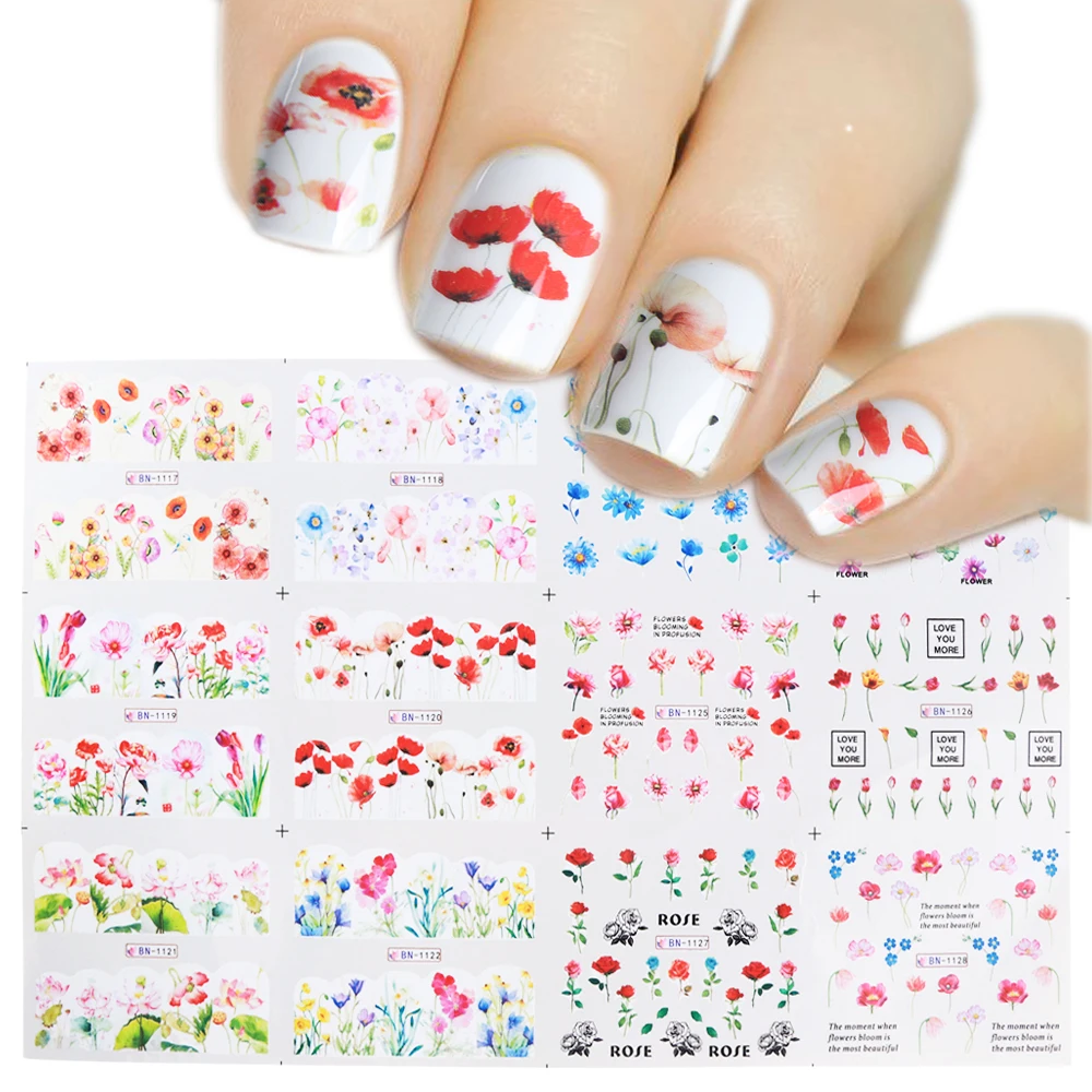 12 Design Floral Nail Art Water Stickers Blooming Daisy Rose Lotus Flower Transfer Watercolor Foil Tattoo Manicure LABN1117-1128
12 Design Floral Nail Art Water Stickers Blooming Daisy Rose Lotus Flower Transfer Watercolor Foil Tattoo Manicure LABN1117-1128
