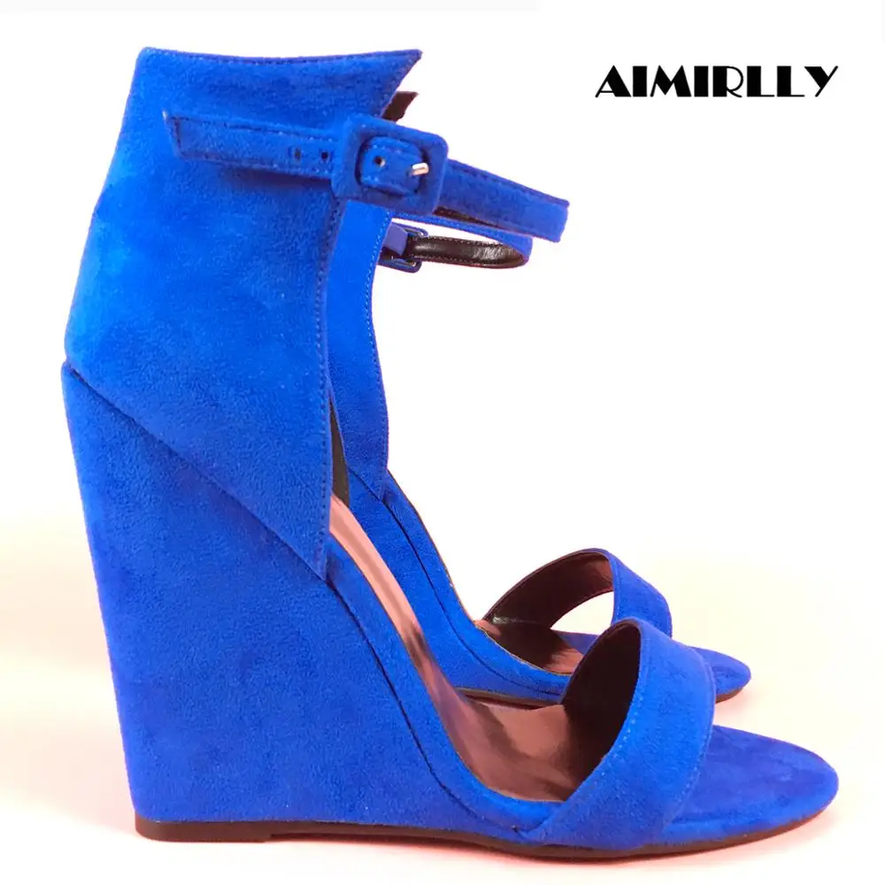 Aimirlly Women Shoes Wedge High Heels Sandals Cover Heel Ankle Buckle Blue Faux Suede Ladies Summer Autumn Party Dress Shoes
Aimirlly Women Shoes Wedge High Heels Sandals Cover Heel Ankle Buckle Blue Faux Suede Ladies Summer Autumn Party Dress Shoes
