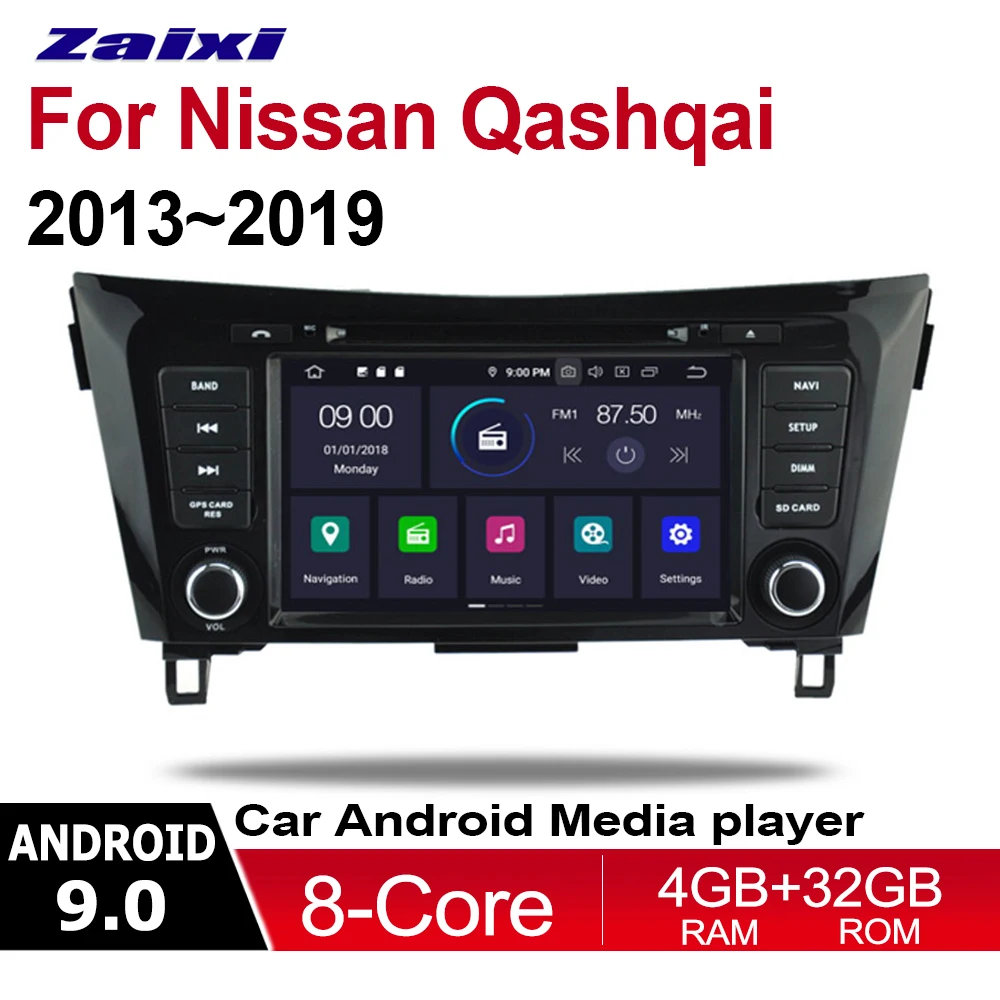 ZaiXi 2din Android 9 0 Восьмиядерный 4 Гб ОЗУ автомобильный DVD плеер для Nissan Qashqai 2013 ~ 2019 GPS