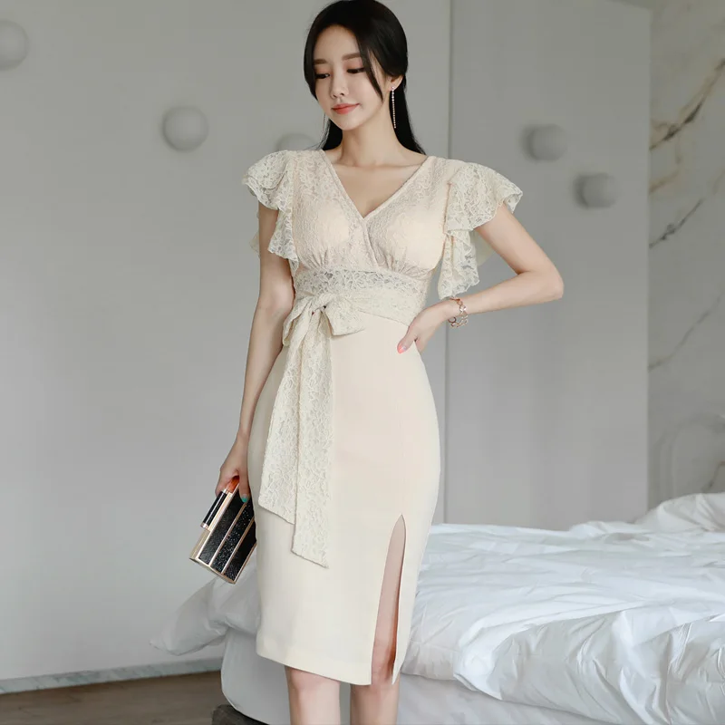 New Summer Women dress Butterfly Sleevelt Patchwork Voile High Waist V-Neck Side Split Dresses 742
New Summer Women dress Butterfly Sleevelt Patchwork Voile High Waist V-Neck Side Split Dresses 742