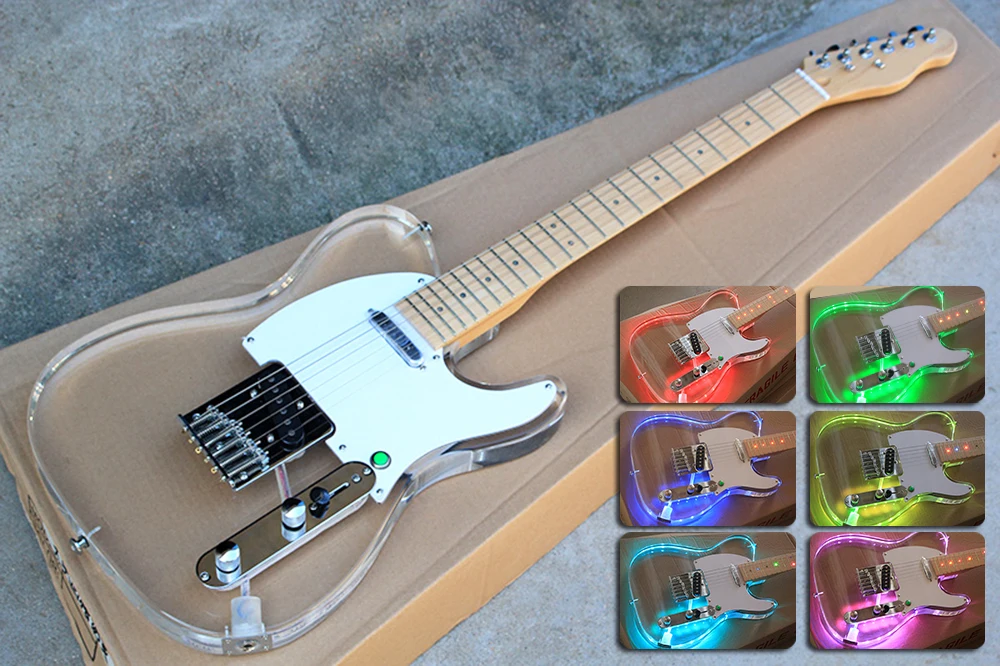 Wholesale Acrylic Electric Guitar with White Pickguard,Maple Fretboard with Colorful LED lights,offering customized services
Wholesale Acrylic Electric Guitar with White Pickguard,Maple Fretboard with Colorful LED lights,offering customized services