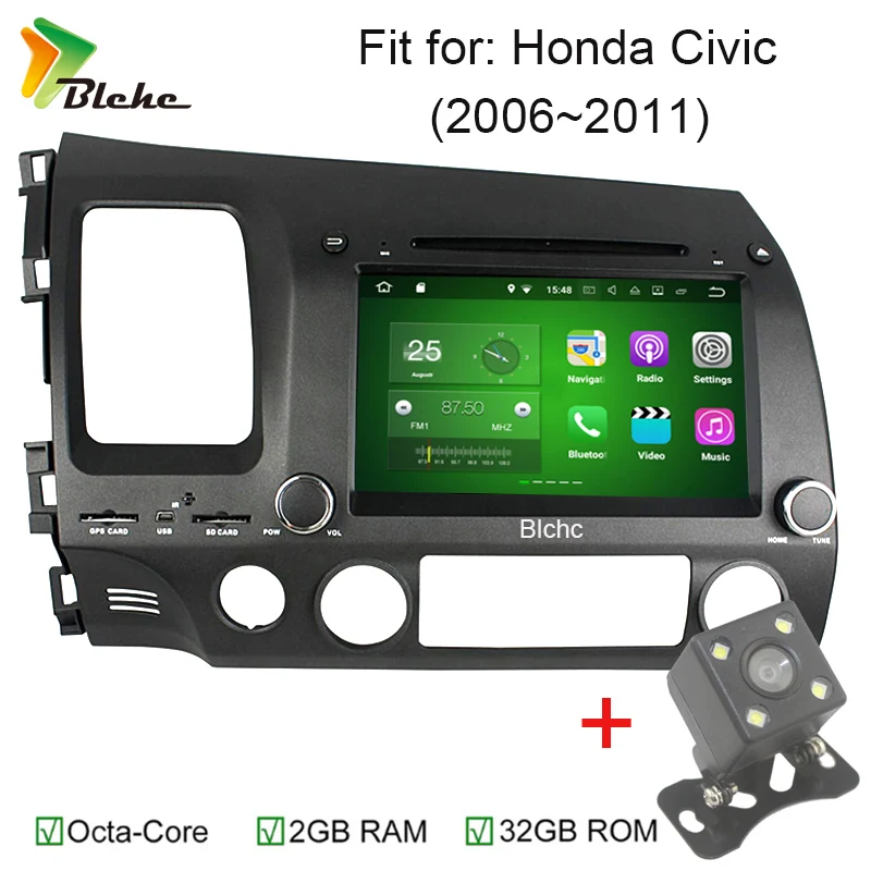 8 "2 Din 1024*600 Oct ядро Android 6 0 Автомобильный DVD GPS навигация для Honda Civic 2006-2011 с WiFi радио
