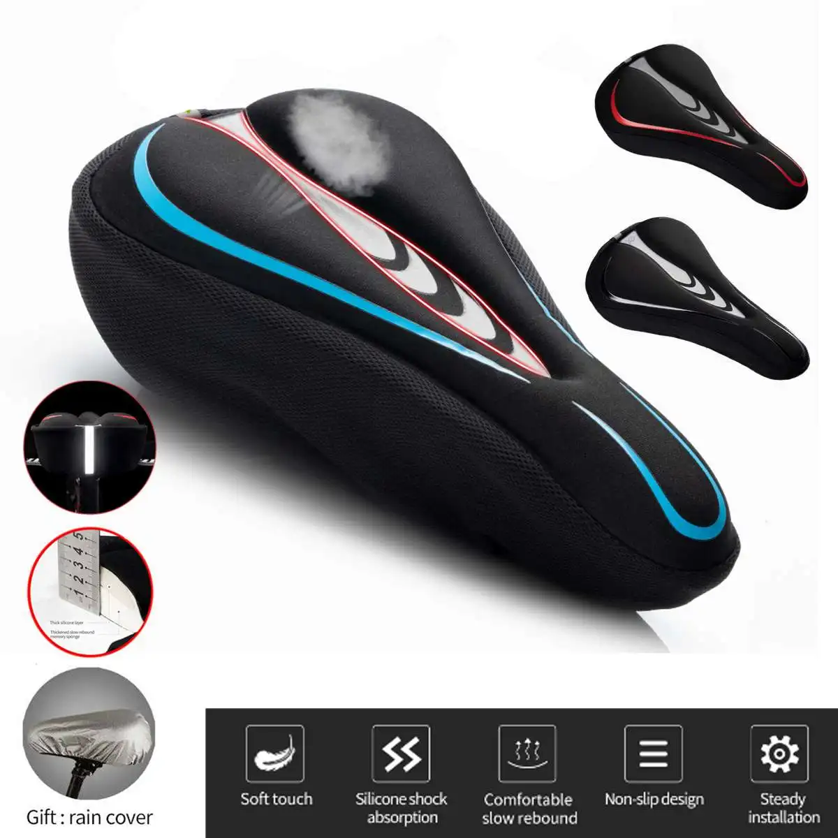 Bicycle Seat Breathable Bicycle Saddle Seat Soft Thickened Mountain Bike Bicycle Seat Cushion Cycling Gel Pad Cushion Cover
Bicycle Seat Breathable Bicycle Saddle Seat Soft Thickened Mountain Bike Bicycle Seat Cushion Cycling Gel Pad Cushion Cover