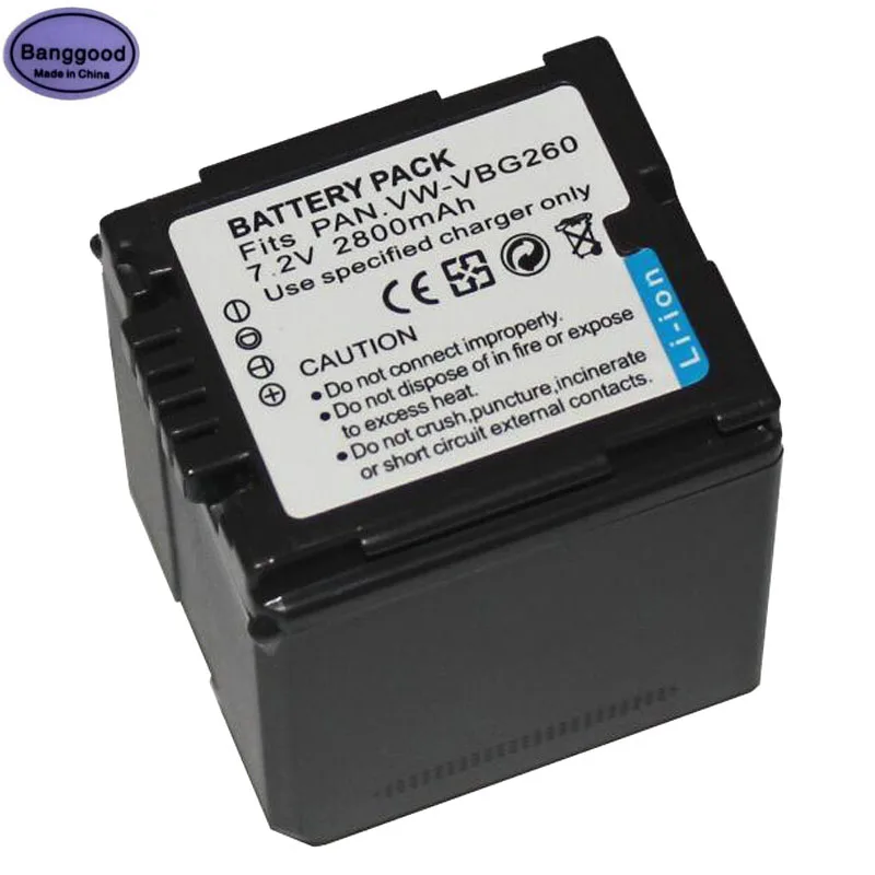 

7.2V 2800mAh VW-VBG260 VW VBG260 VBG130 Camera Battery Pack For Panasonic HDC-HS700 TM700 HS300 TM300 HS250 SD20 HS20 HDC-SDT750