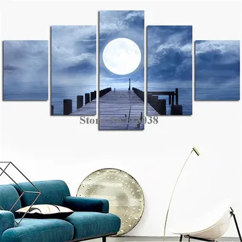 Beautiful 5 Pieces Moon Night Pier Bridge Lake Printed Canvas Painting Living Room Landscape Wall Art Pictures NO Frame
Beautiful 5 Pieces Moon Night Pier Bridge Lake Printed Canvas Painting Living Room Landscape Wall Art Pictures NO Frame